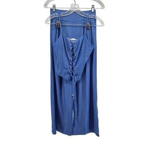 Nice to Meet You Womens 2-piece Halter and Pants Blue Size Small NWOT